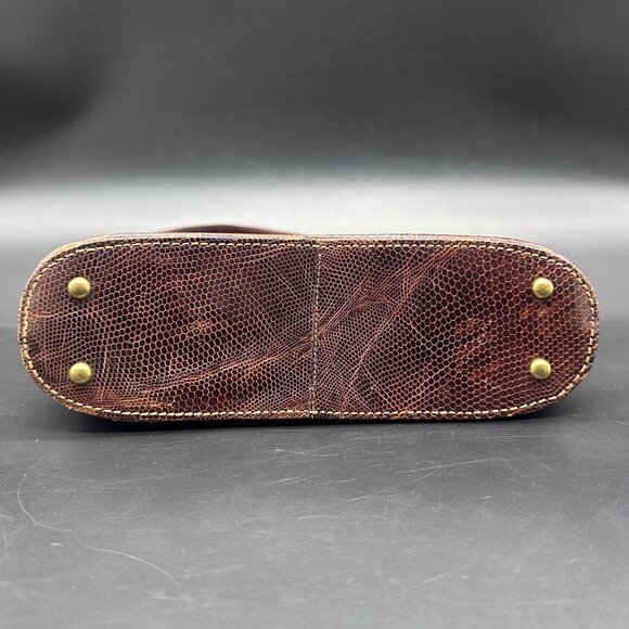 Vintage Purse Crocodile Alligator Lizard Leather Handbag Lesco Mid Century Brown - Picture 6 of 16